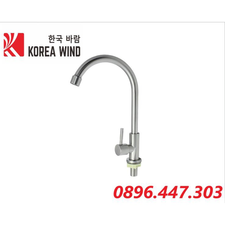 Vòi rửa chén bát xoay 360°,KOREAWIND-A008 inox 304 vòi chén lạnh cắm chậu rửa