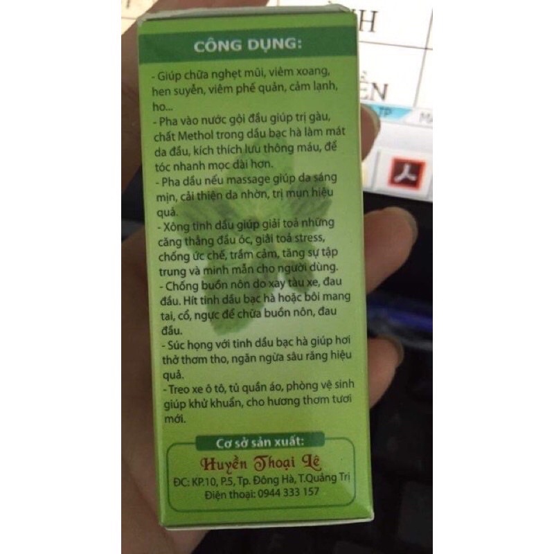TINH DẦU BẠC HÀ NGUYÊN CHẤT HUYỀN THOẠI 30ml, Thơm mát - ngát hương - sảng khoái