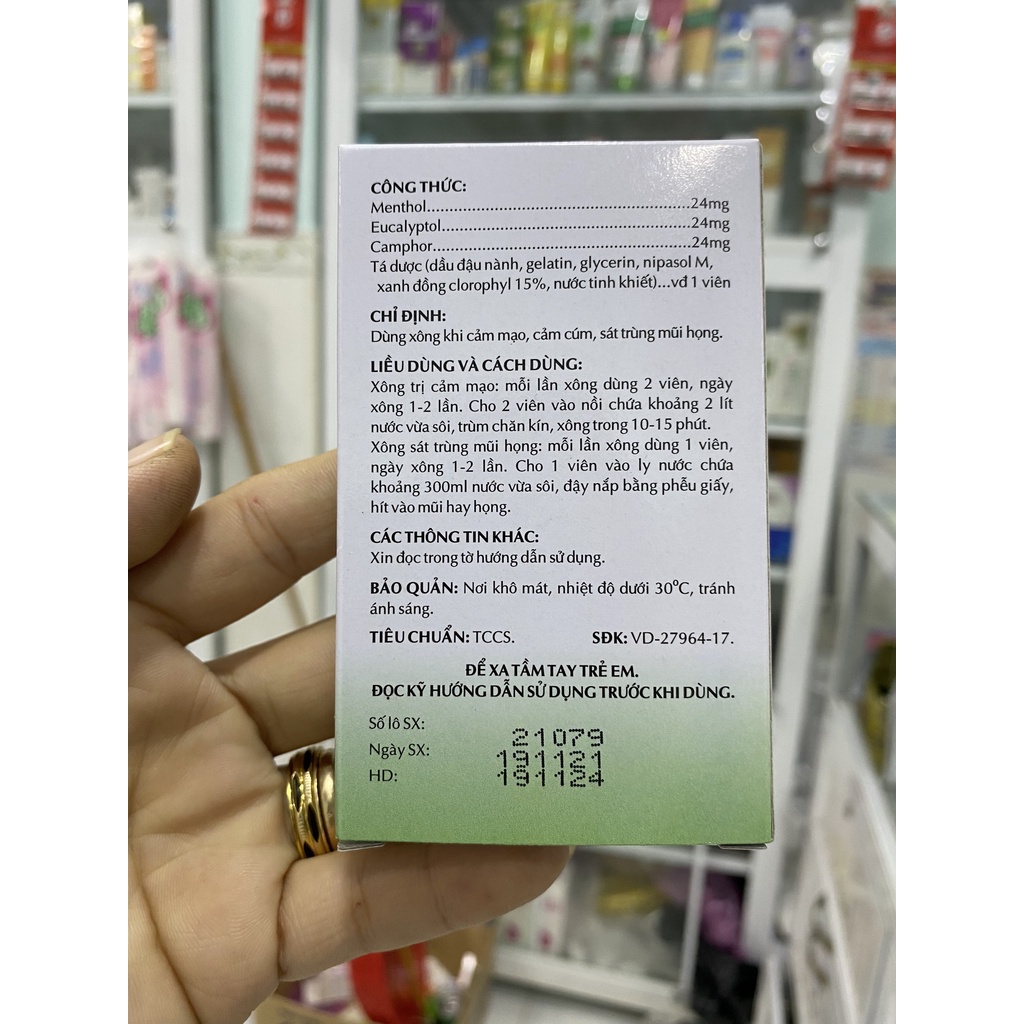 VIÊN XÔNG OPC thảo dược , xông cảm , sốt, sổ mũi hộp 20 viên- Nhà Thuốc Mỹ Kim