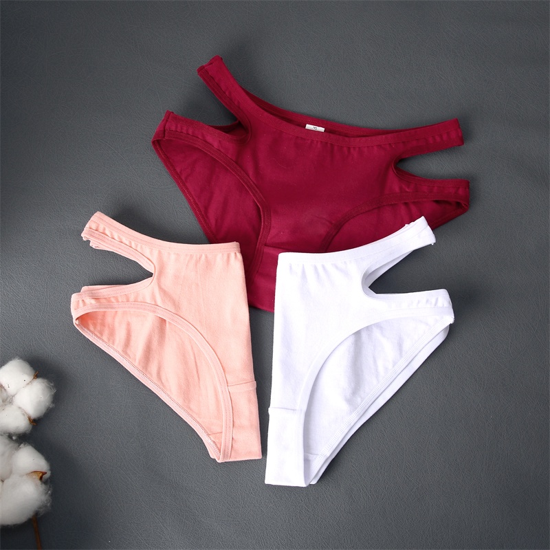 Cute Byte Bộ 2 Quần Lót Cotton Lưng Thấp Màu Trơn Thoải Mái Size S-XL Cho Nữ