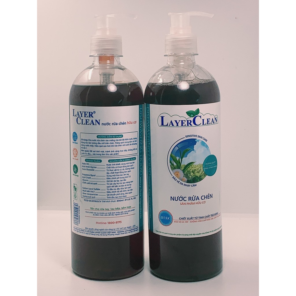 Nước rửa chén, nước rửa bát Layer Clean - nước rửa hữu cơ không độc hại, siêu sạch
