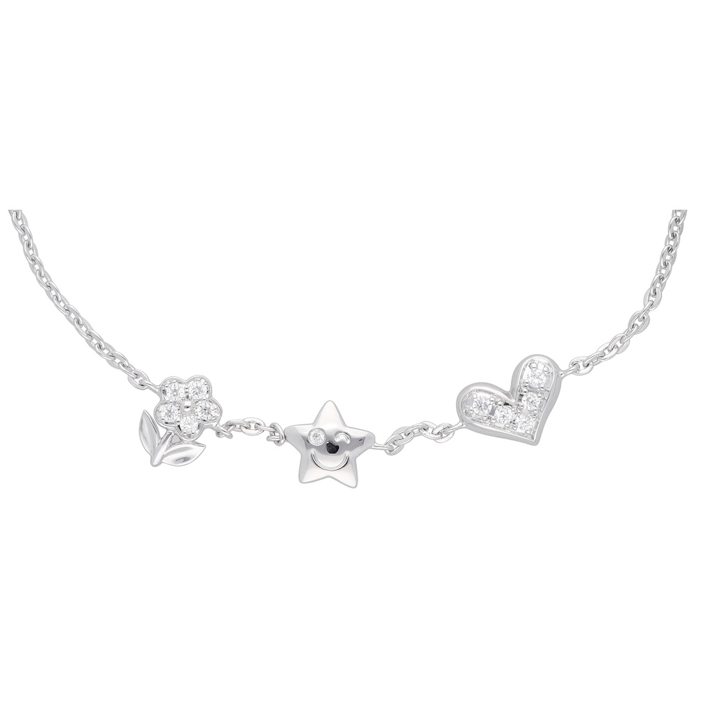 PRIMA Lắc tay Vàng 18K - Đính Kim Cương - BST MonoChic - Bông hoa Ngôi Sao Trái tim - 105L0270