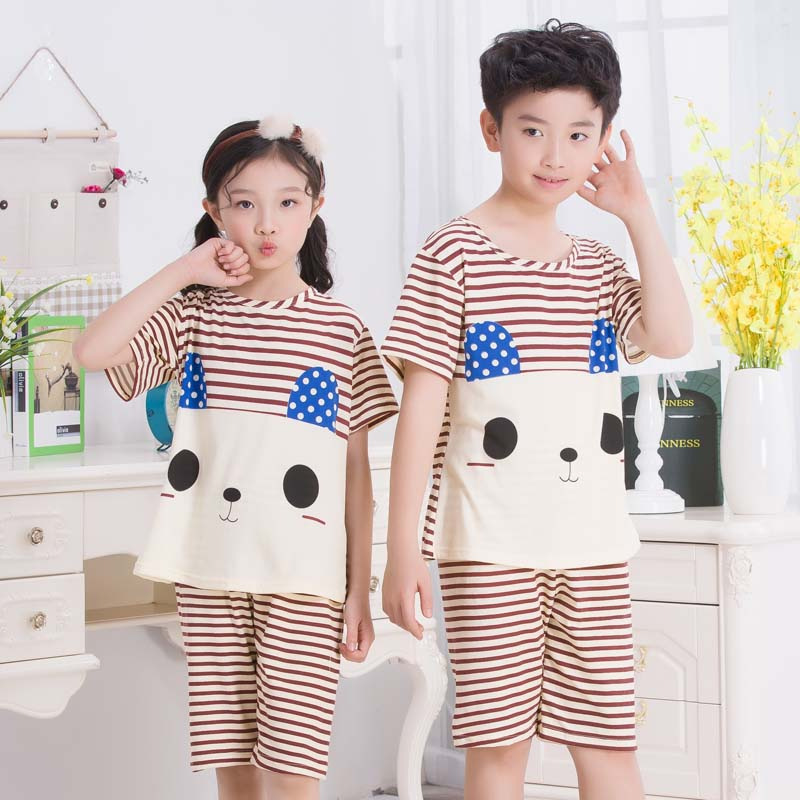 Set Đồ Ngủ Ngắn Tay In Họa Tiết Gấu Dễ Thương Dành Cho Các Bé