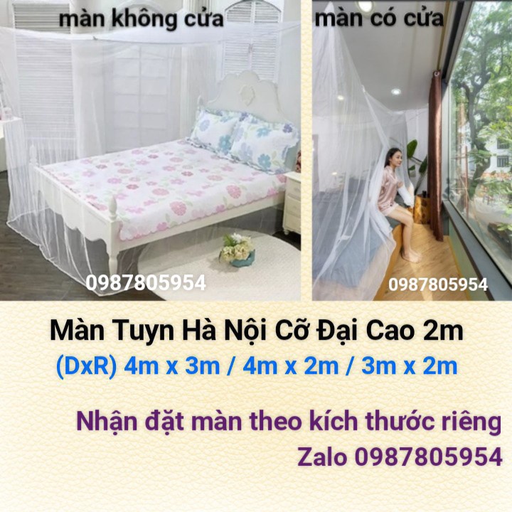 Màn Tuyn, Mùng Ngủ Cao 2m Cỡ Đại (DxR) 4mx3m / 4mx2m / 3mx2m - Mùng Màn Ngủ Hà Nội 10/10 Loại To Nhất CÓ CỬA & KHÔNG CỬA