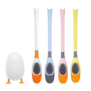 Chổi cọ rửa bồn cầu toilet gắn tường, bàn chải vệ sinh hình chú vịt kèm khay đựng nhựa cọ toilet cực tiện
