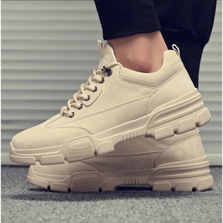 Giày Bốt Nam Da Lộn Màu Xám Kem