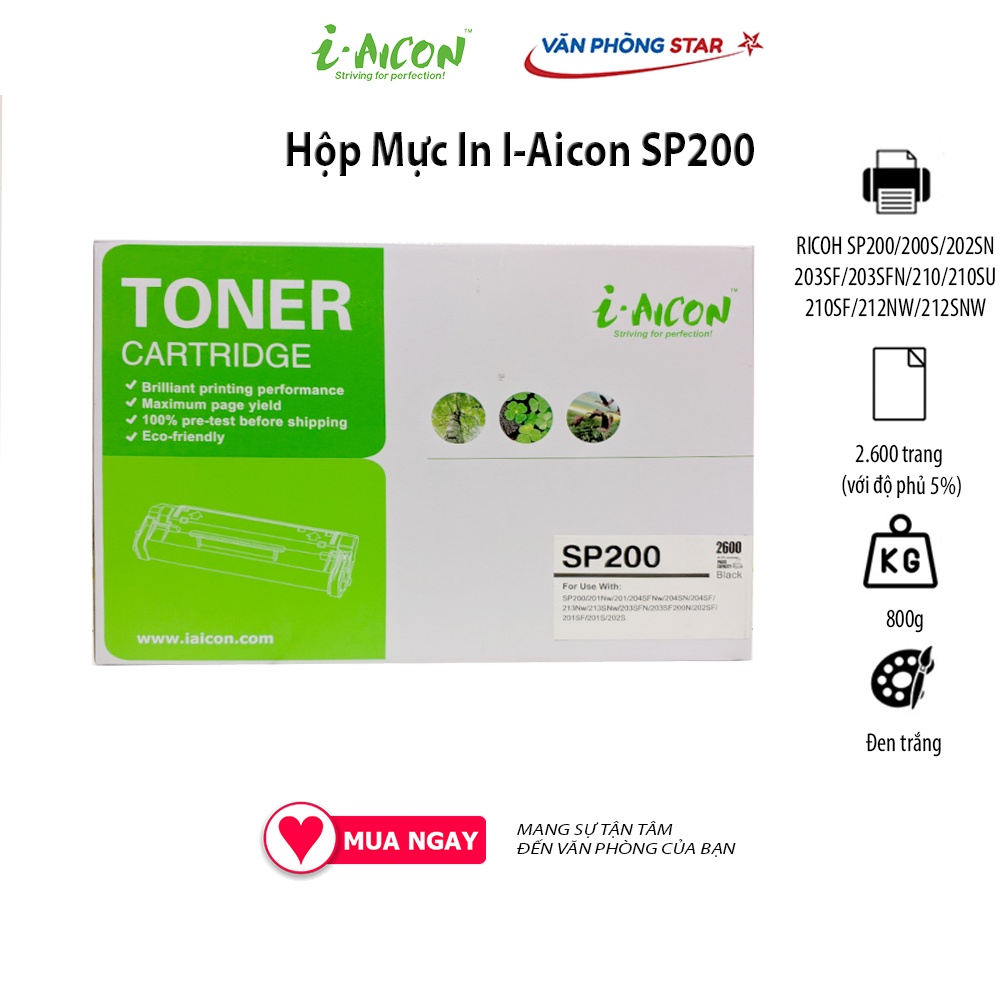 Hộp mực Ricoh SP 200 I-AICON dùng cho máy RICOH SP200/200S/202SN/203SF/203SFN/210/210SU/210SF/212NW/
