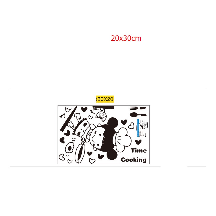 Decal trang trí tường - Cô gái với 2 chùm tóc nấu ăn