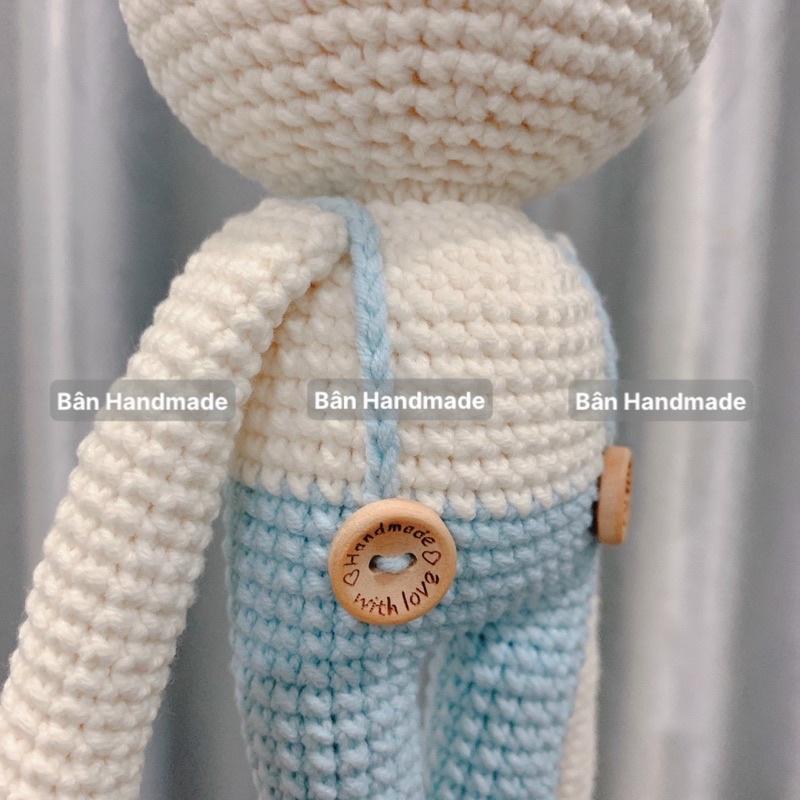 HÀNG ORDER - Thỏ yếm jeans gấu bông móc len  Búp bê em bé - Gấu bông cho bé / quà sinh nhật / quà tặng