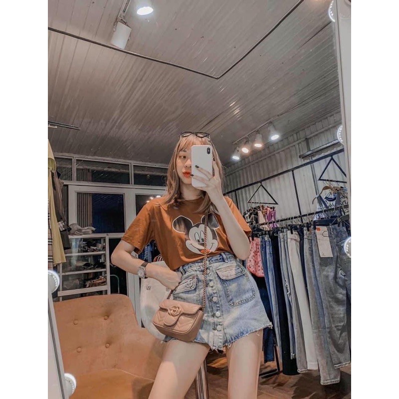 Chân váy jeans cài cúc