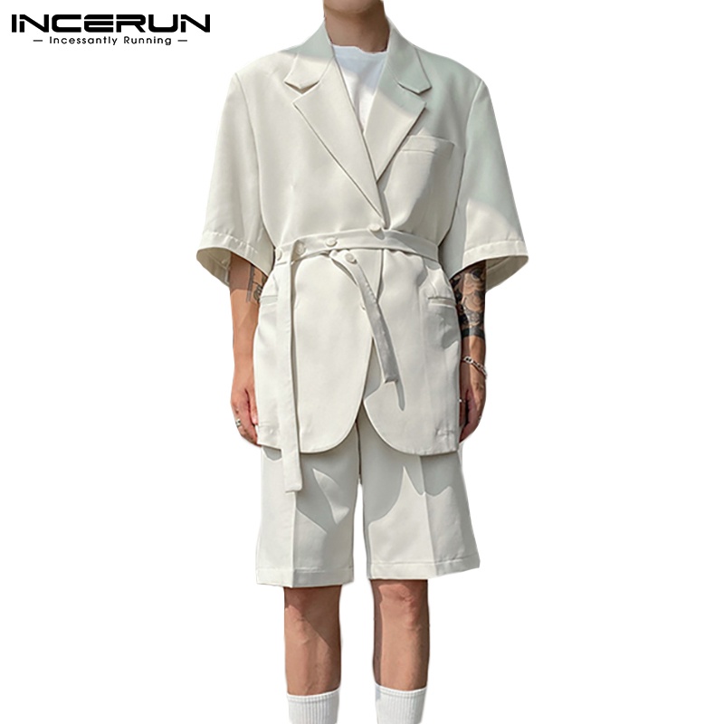 Set Áo Khoác Blazer Tay Lửng + Quần Short Màu Trơn Phong Cách Hàn Quốc Thời Trang Cho Nam
