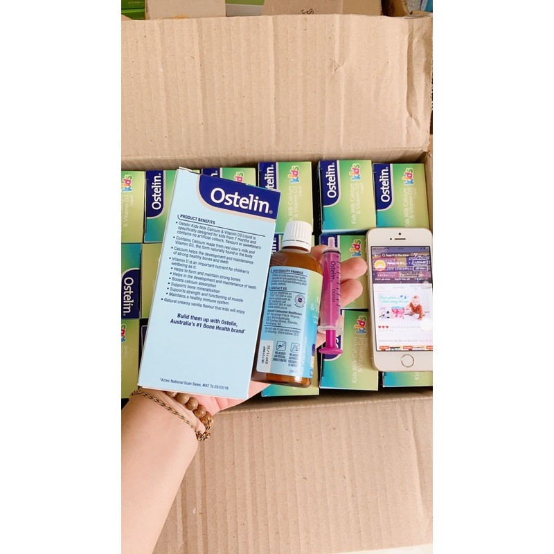 Sản phẩm bổ sung kết hợp canxi sữa Ostelin Canxi & Vitamin D3 90ml cho bé từ 7 tháng