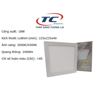 Đèn led panel ốp nổi vuông 18w duhal