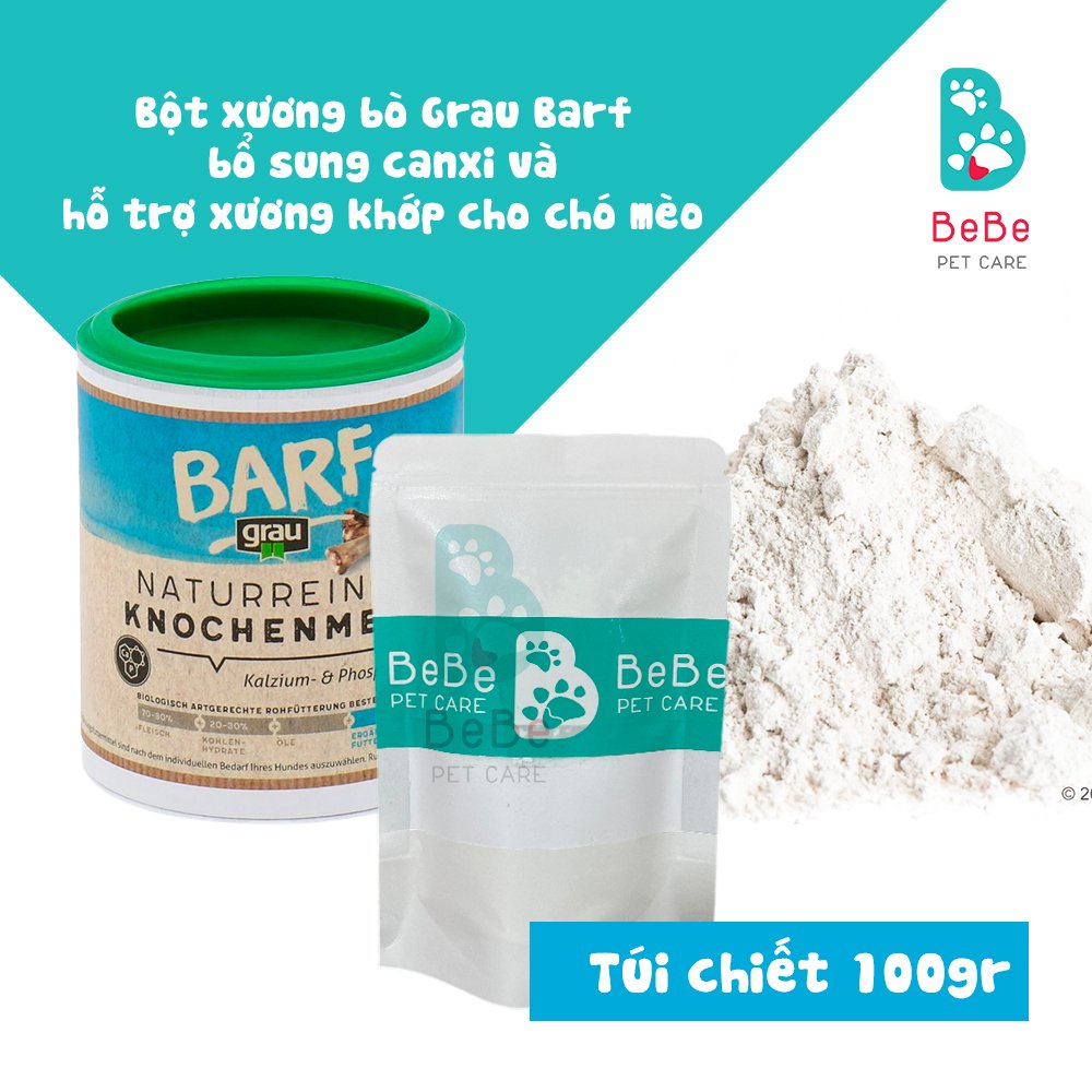 GRAU BARF - Bột Canxi Nguyên Chất Từ Xương Bò Cho Chó Mèo