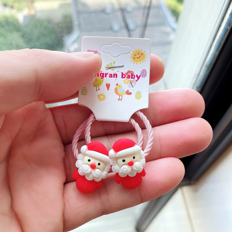 Set 2 Dây Cột Tóc Co Giãn Hình Tuần Lộc Hoạt Hình Dễ Thương Cho Bé Gái