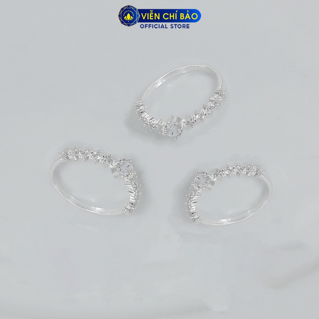 Nhẫn bạc nữ viền đính đá lấp lánh chất liệu bạc 925 thời trang phụ kiện trang sức nữ Viễn Chí Bảo N400345x2x1
