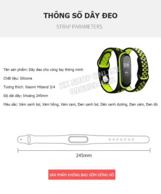 Dây đeo miband thể thao thay thế cho Xiaomi Miband 3, Xiaomi Miband 4, Xiaomi Miband 5, Xiaomi Miband 6