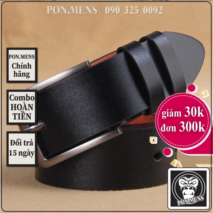 Thắt lưng da, Dây nịt đục lỗ nam trẻ trung màu đen 1830 pon.mens hà nội hcm