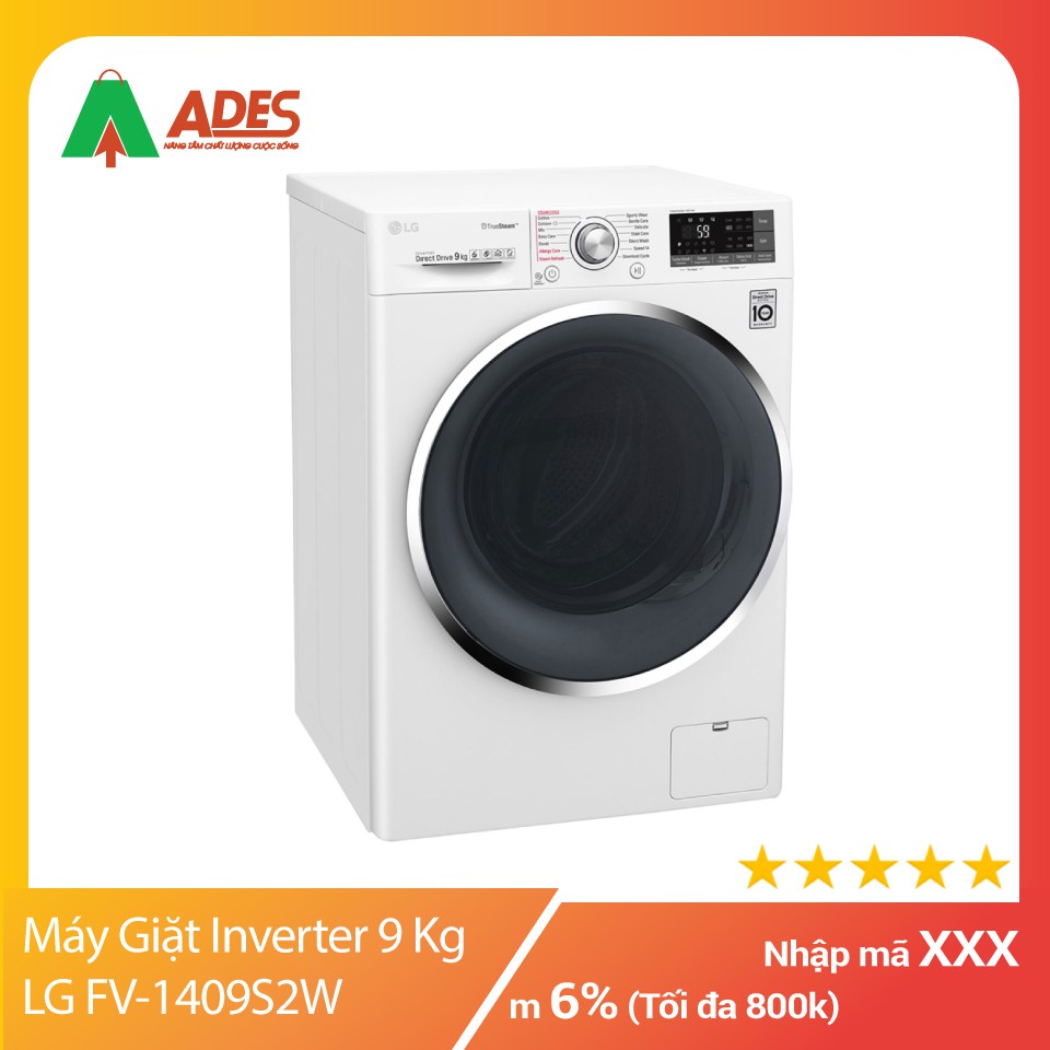 Máy Giặt Cửa Trước Inverter 9 Kg LG FV-1409S2W | Chính Hãng Giá Rẻ