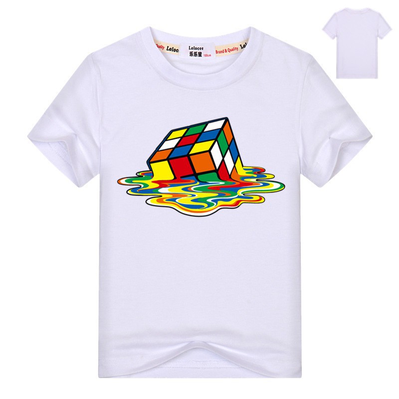 Áo thun ngắn tay in hình khối Rubik sáng tạo dành cho bé