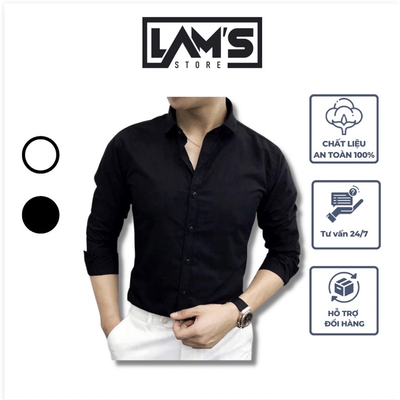 Áo sơ mi nam vải lụa thái chống nhăn LAM'S STORE ,sơ mi nam cổ bẻ, sơ mi nam đen ,sơ mi nam trắng các mầu