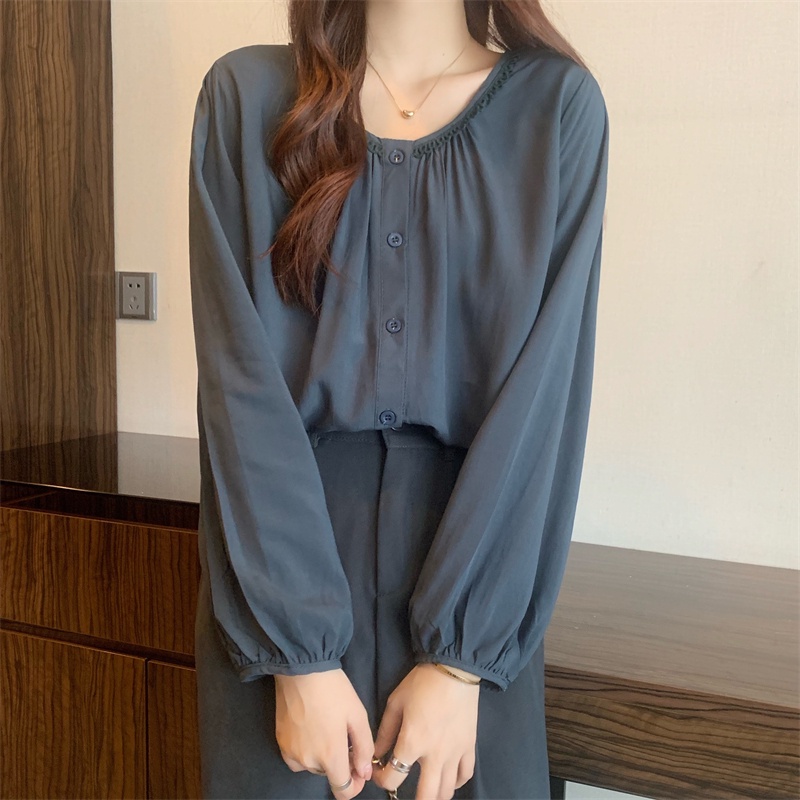 SUXI Áo Sơ Mi Nữ Tay Dài Màu Sắc Ngọt Ngào Dễ Phối Đồ