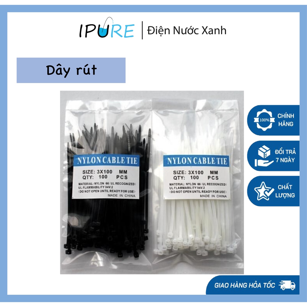 Dây rút nhựa màu trắng Dây rút nhựa đủ kích cỡ 10CM, 20CM, 30CM, 40CM  - DNX IPURE