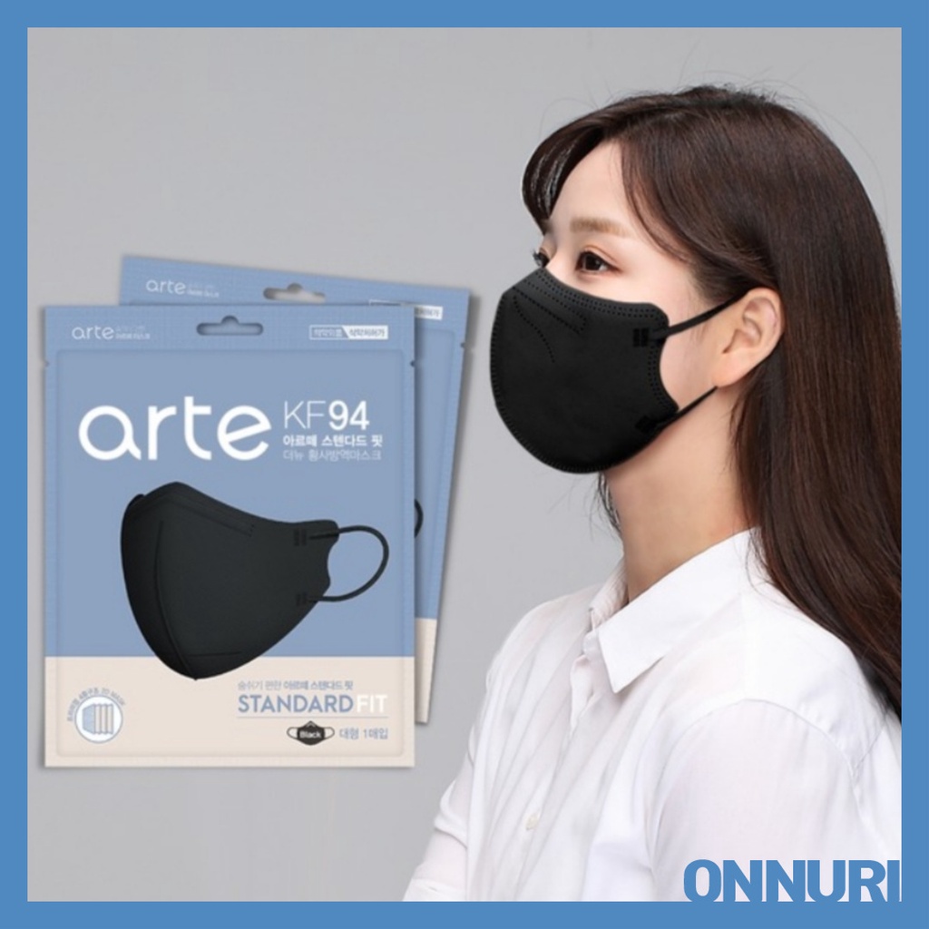 ARTE MASK, KF94 Quad Mask Black cỡ lớn phong cách Hàn Quốc