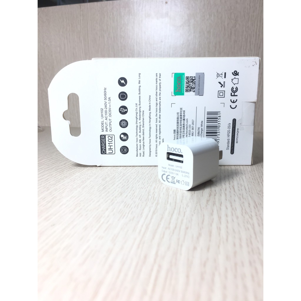 Sạc Nhanh Củ sạc iPhone iPad Android HOCO UH102 Chính Hãng Cao Cấp - Hỗ trợ sạc nhanh - Dòng 5V 1A (Pk102store)