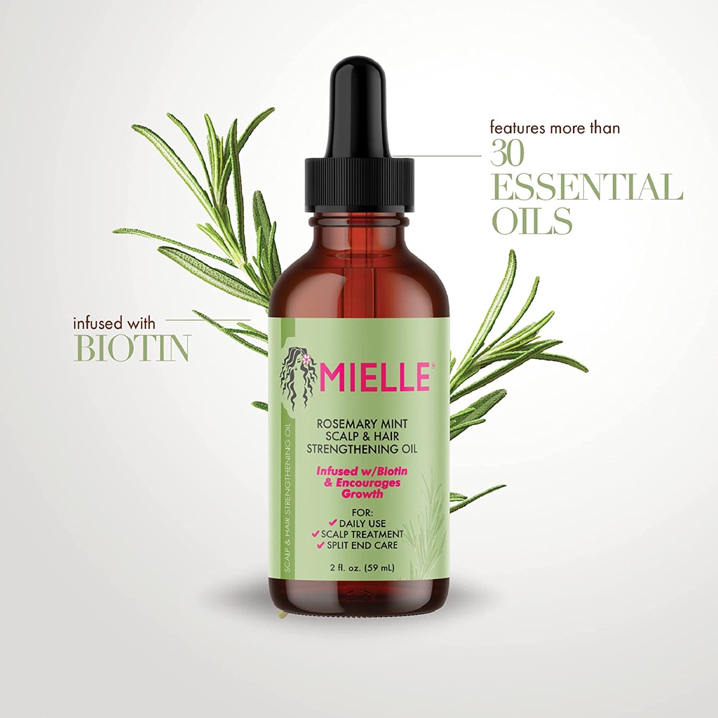 Mielle Oil Dầu dưỡng da đầu & mọc tóc bạc hà Mielle Organics với Biotin & tinh dầu, nuôi dưỡng tóc chẻ ngọn 59ml của Mỹ