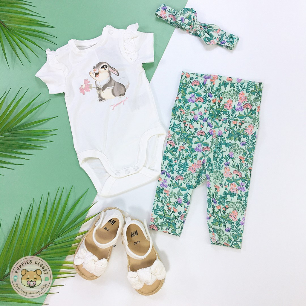 [PUPPIES CLOSET] Set bodysuit họa tiết hoa lá HM