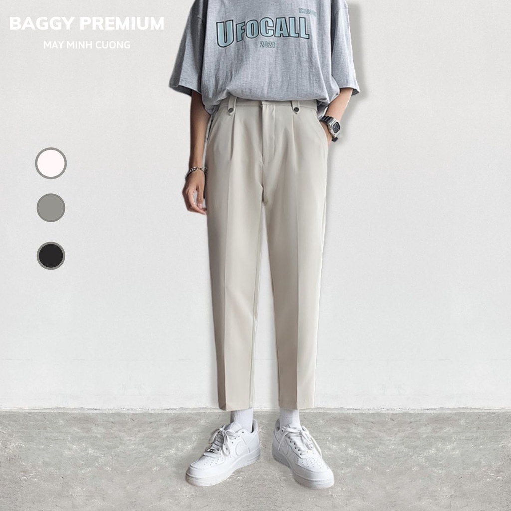 Quần baggy nam ống rộng, 2 khuy cách điệu tinh tế mang phong cách Hàn Quốc JA0103