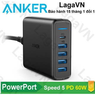 Sạc ANKER PowerPort Speed 5 60w USB-C Power Delivery PD - A2056