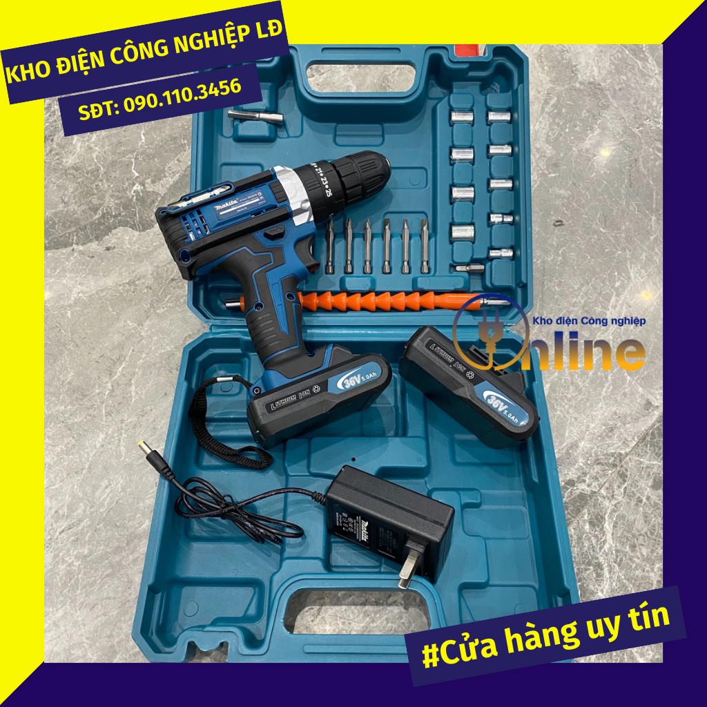 [Hoàn xu 50%] Khoan pin Makita 36V 3 chức năng - 100% lõi đồng - Tặng kèm bộ 24 phụ kiện Khoan tường, bắt vít