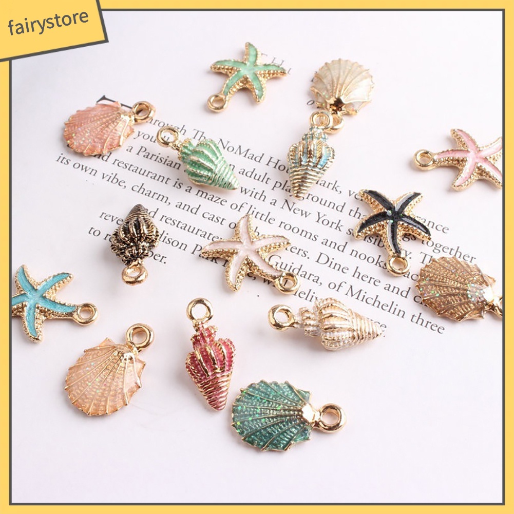 Set 10 Mặt Dây Chuyền Hình Sao Biển / Vỏ Sò Handmade DIY