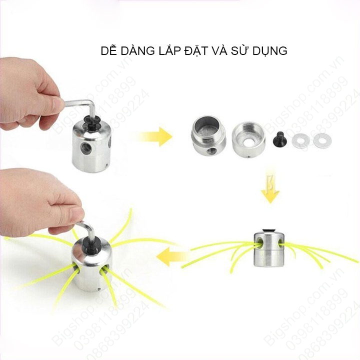 Đầu cắt cỏ bằng hợp kim nhôm, sử dụng dây nhựa làm lưỡi cắt cỏ