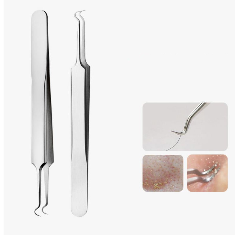 Combo 2 Nhíp Gắp Mụn Trứng Cá Thép Không Gỉ