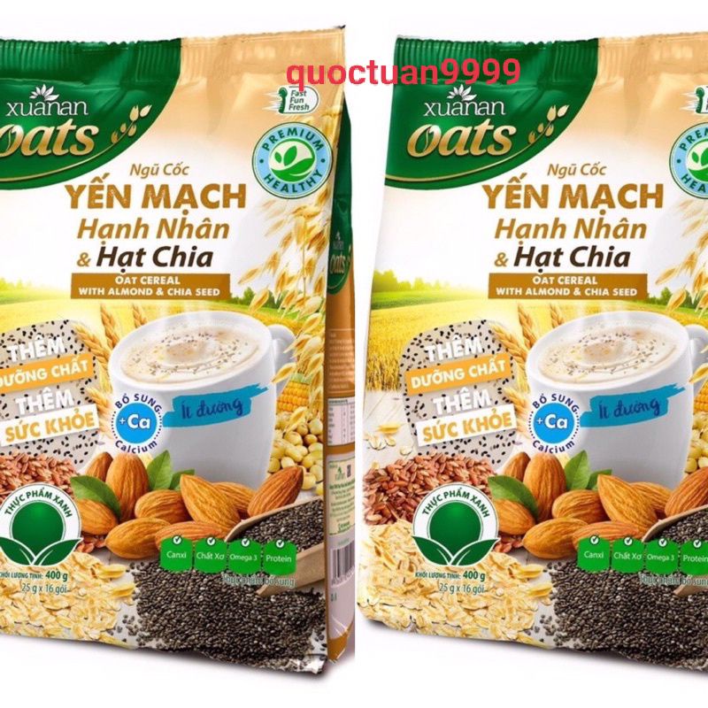 Combo 2 gói ngũ cốc yến mạch hạnh nhân 400g tặng kèm 1 gói đường 500g