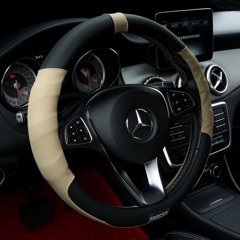 Bọc vô lăng da cao cấp cho xe hơi, vỏ tay lái ô tô, bọc da vô lăng thể thao xịn cho oto Sparco