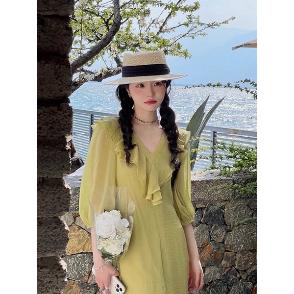 (Có BigSize) Đầm Váy Maxi Bèo Cổ Tay Dài