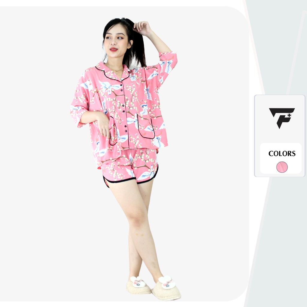Pijama nữ mặc nhà cánh dơi đùi lụa cao cấp sang trọng thoải mái FPLUS 278