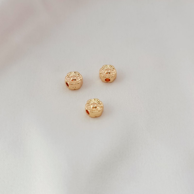 Phụ Kiện Hạt Làm Trang Sức Hình Bánh Tròn Mạ Vàng 14K Hai Mặt 6mm DIY