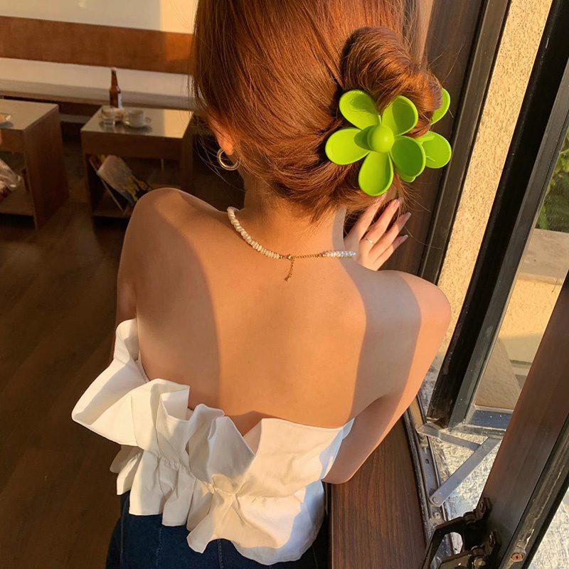 Kẹp Tóc Hình Hoa Màu Trơn Thời Trang Hàn Quốc Cho Nữ