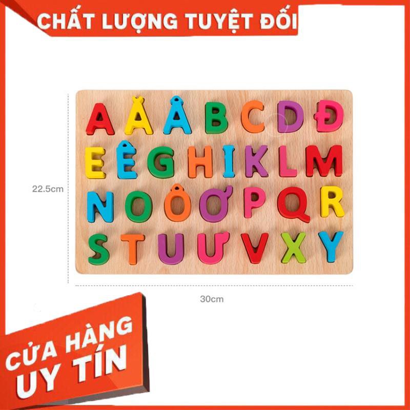[MẸ & BÉ] Bảng chữ cái NỔI Tiếng Việt 3D bằng gỗ giúp bé nhận biết màu sắc - Đồ chơi gỗ an toàn cho bé