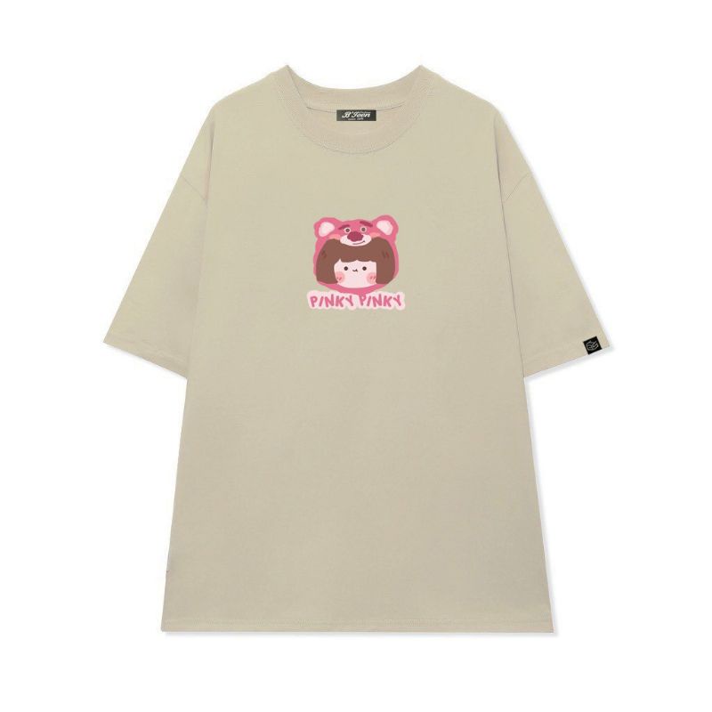 Áo thun tay lỡCó sizeFull màu unisex Cô gái Pinky