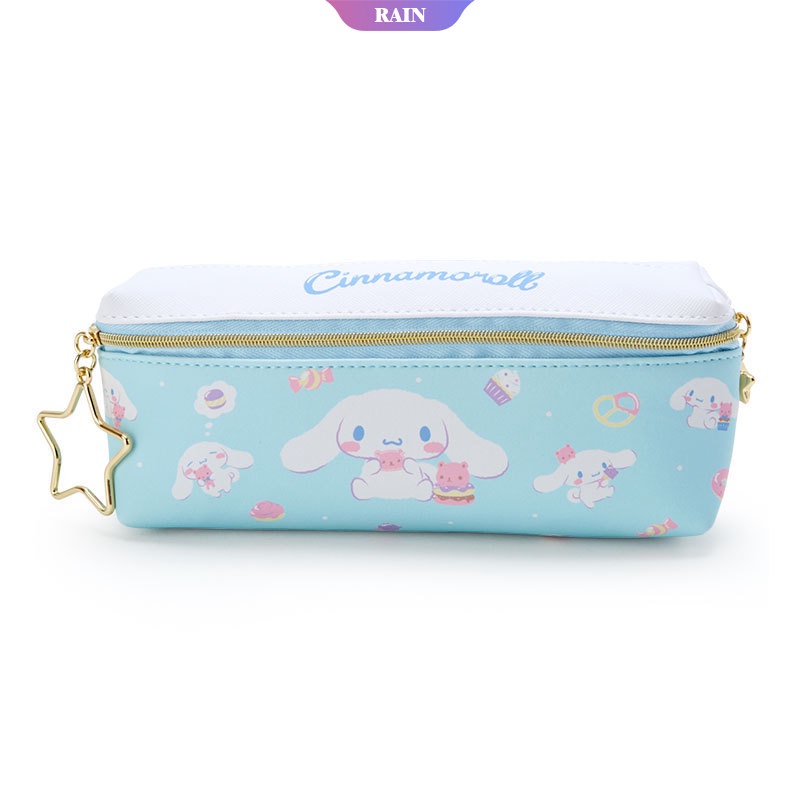 SANRIO Túi Đựng Bút Chì Kiểu Hoạt Hình Kuromi My Melody Cinnamoroll Hello Kitty Hai Lớp Phối Khóa Kéo