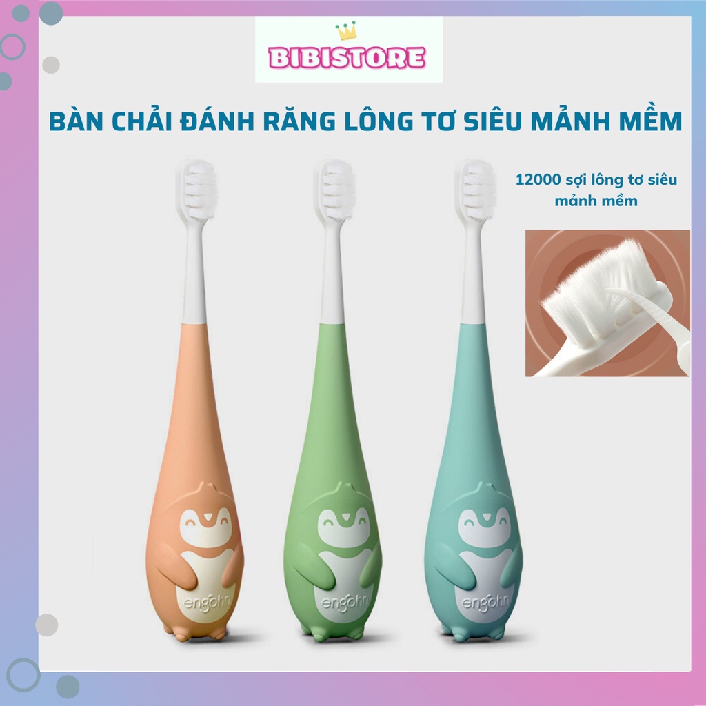 Bàn Chải Lông Tơ 12000 Sợi Siêu Mảnh Mịn Engohn, Bàn Chải Đánh Răng Trẻ Em Sạch Mọi Ngóc Ngách Răng Bé