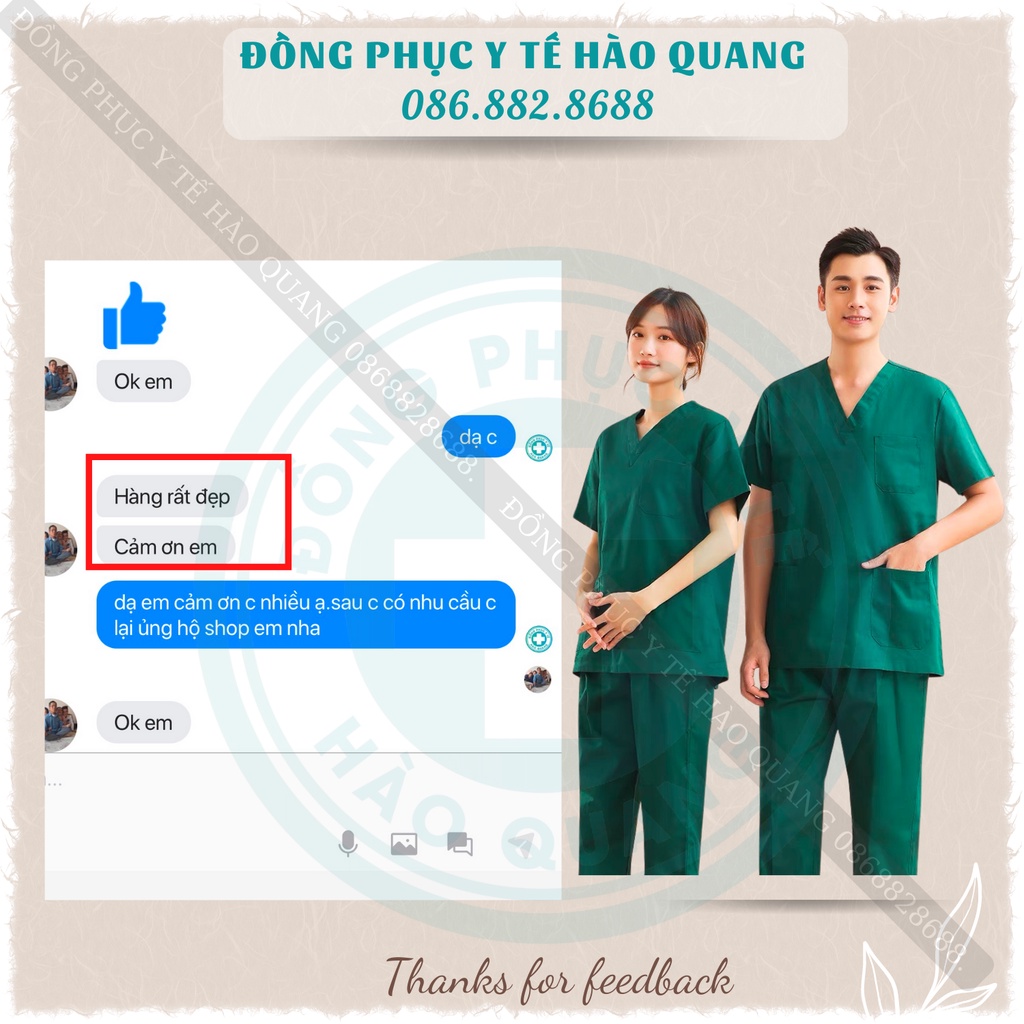 Bộ Scrubs Bác Sĩ, quần áo phòng mổ, đồng phục phẫu thuật, đồng phục spa vải cao cấp