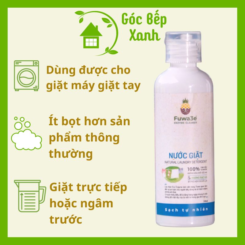 Nước giặt Fuwa3e Enzym cam, bạc hà sinh học an toàn chai 100 ml GOBEXA