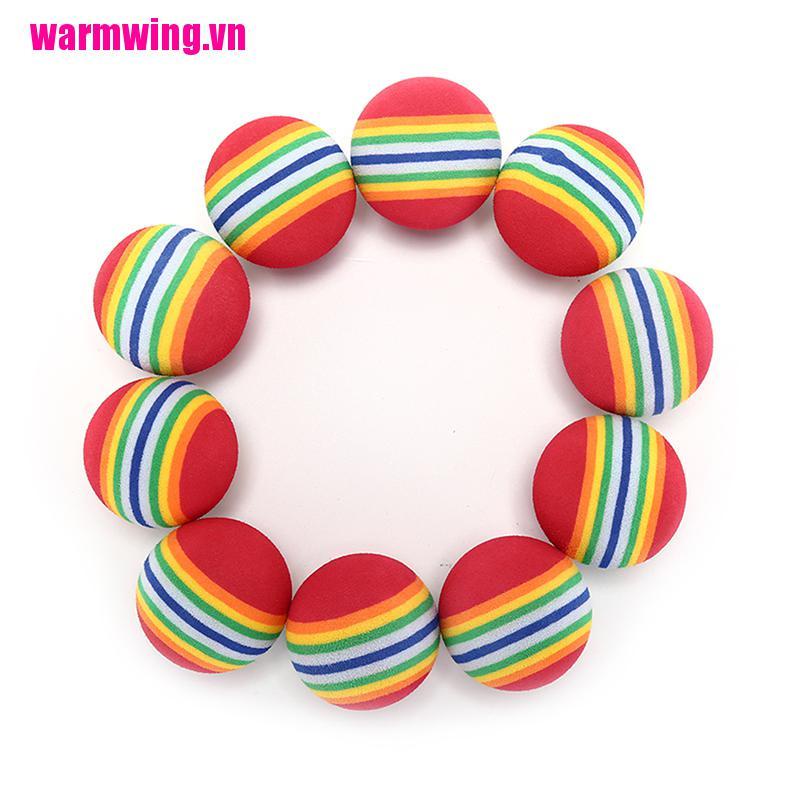 Set 10 Quả Bóng Golf Xốp Họa Tiết Kẻ Sọc Cầu Vồng Luyện Tập